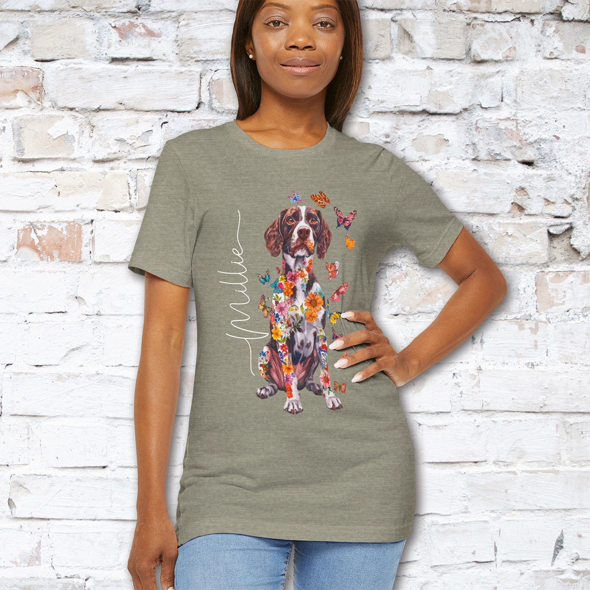 American Brittany #3 Floral Personalized T shirt