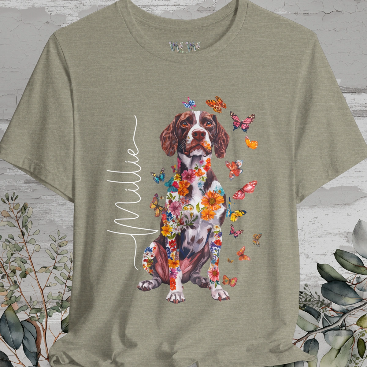 American Brittany #3 Floral Personalized T shirt
