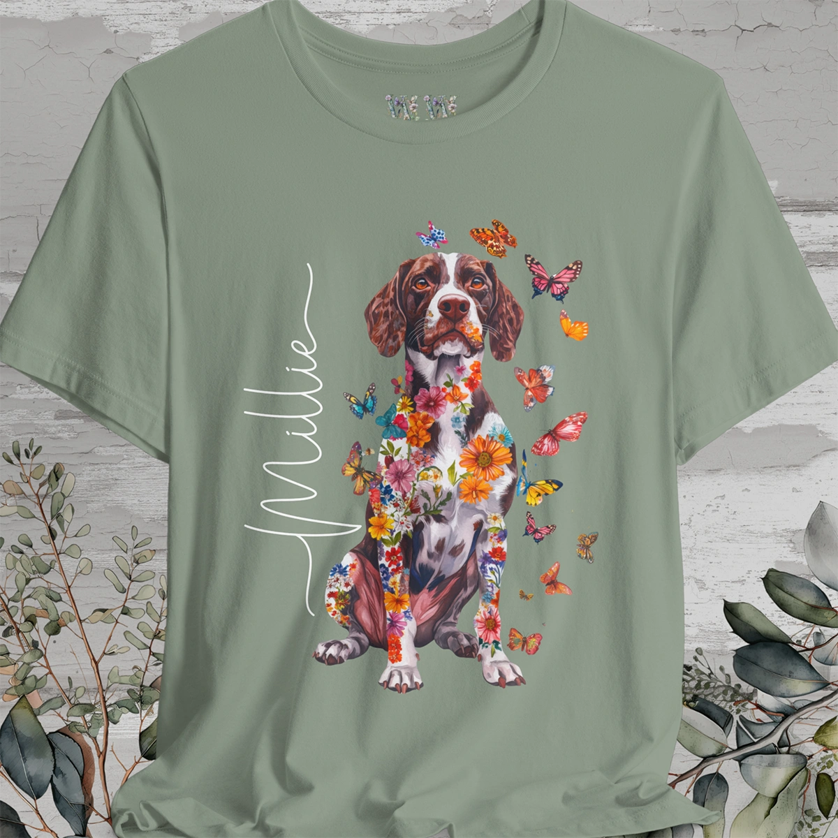 American Brittany #3 Floral Personalized T shirt