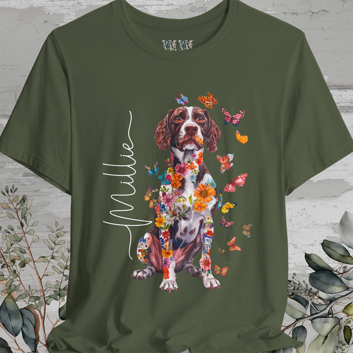 American Brittany #3 Floral Personalized T shirt