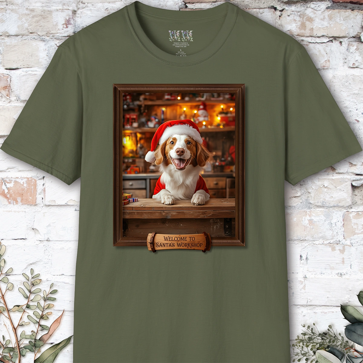 American Brittany Santa's Workshop Unisex T shirt