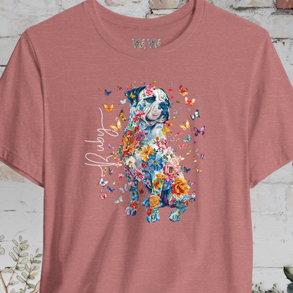 American Bulldog Floral Personalized T shirt