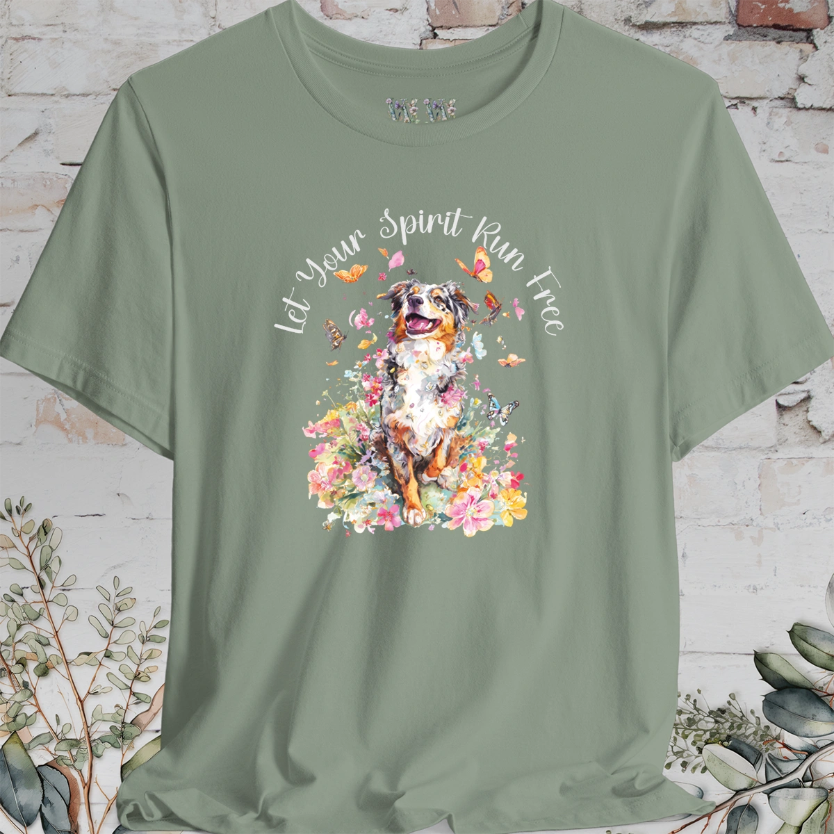 Australian Shepherd #2 'Let your spirit run free' T shirt