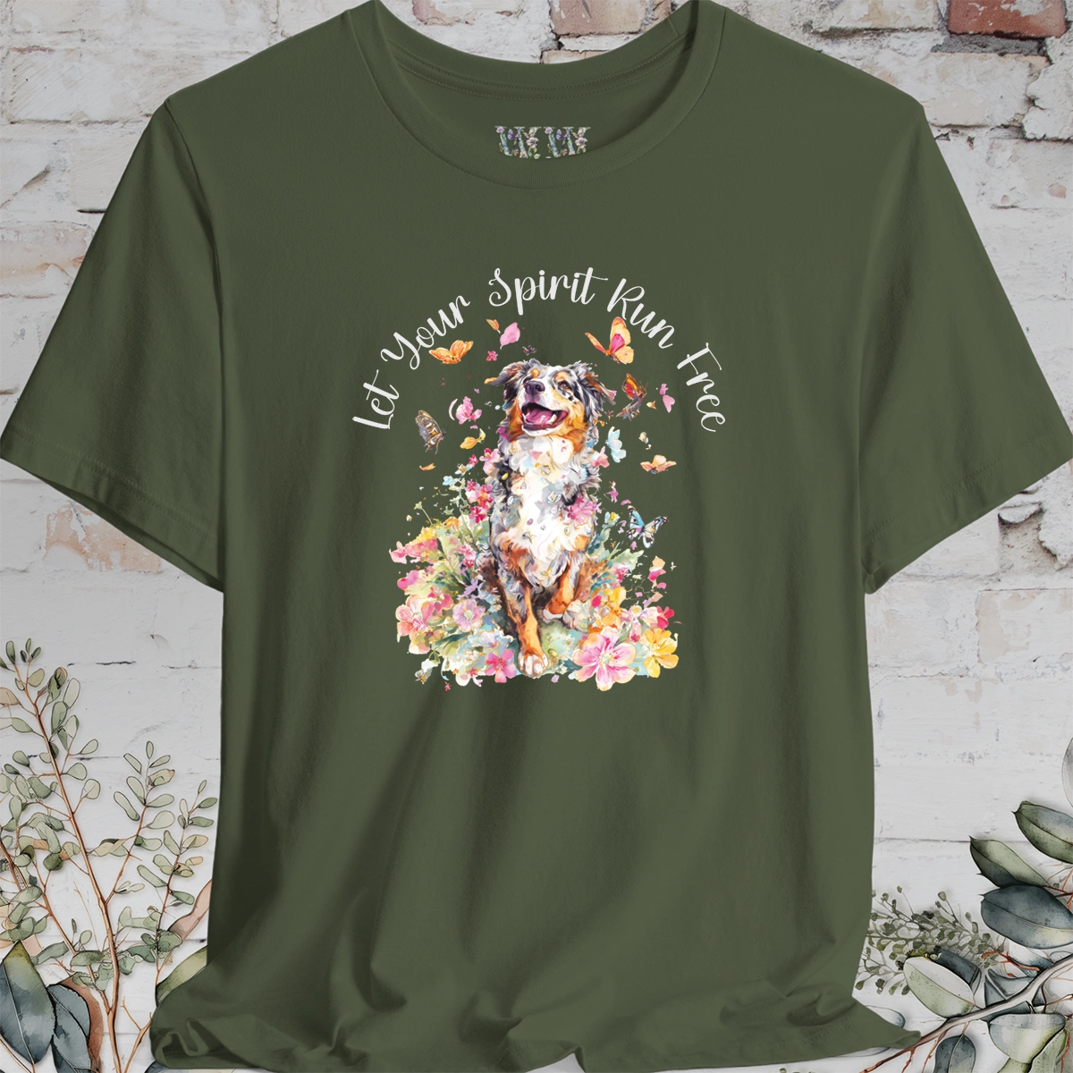 Australian Shepherd #2 'Let your spirit run free' T shirt
