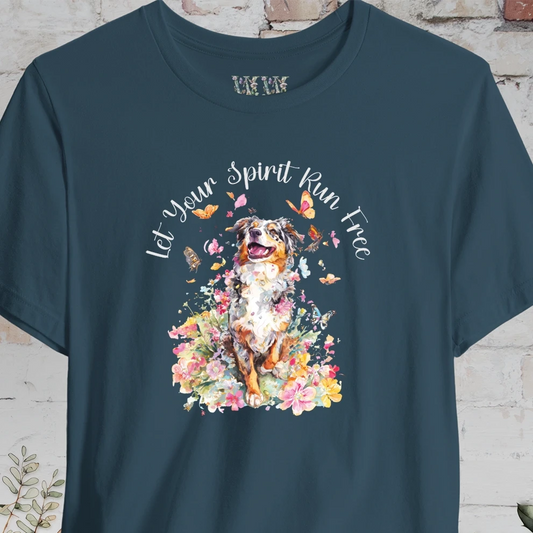 Australian Shepherd #2 'Let your spirit run free' T shirt