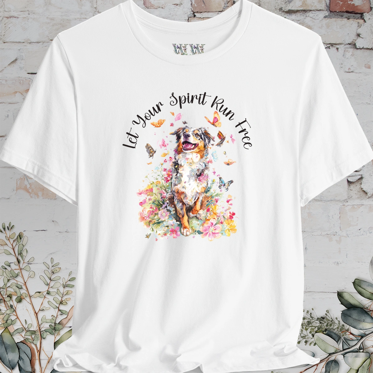 Australian Shepherd #2 'Let your spirit run free' T shirt