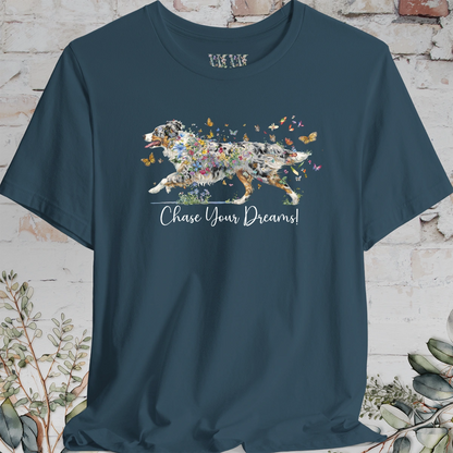 Australian Shepherd #1 (docked) Blue Merle, "Chase your dreams" T shirt