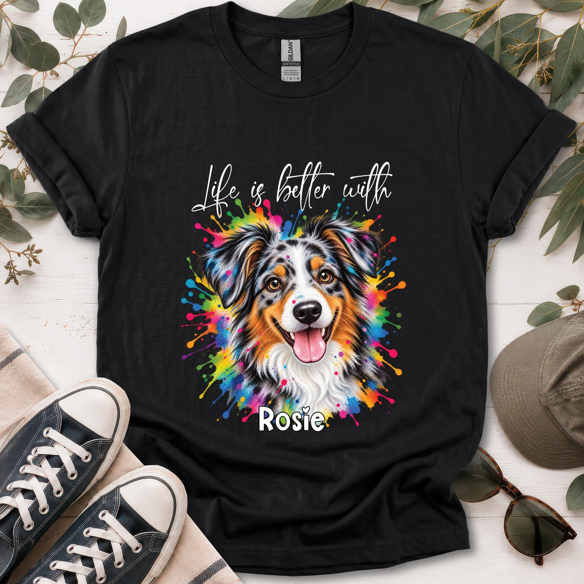 Australian Shepherd #1, Life is better with, unisex T shirt
