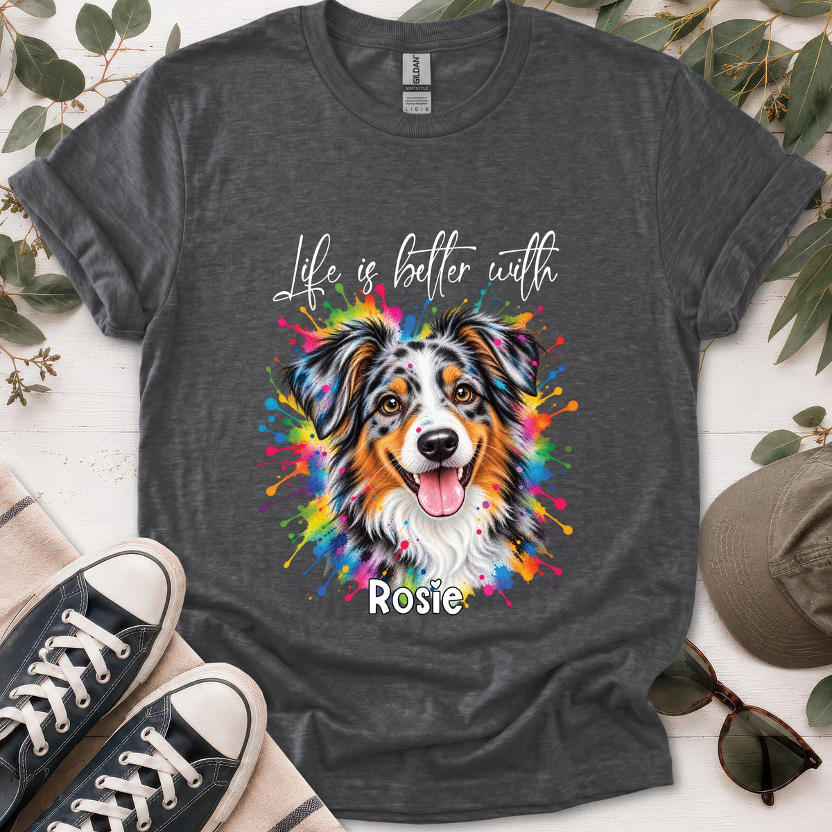 Australian Shepherd #1, Life is better with, unisex T shirt