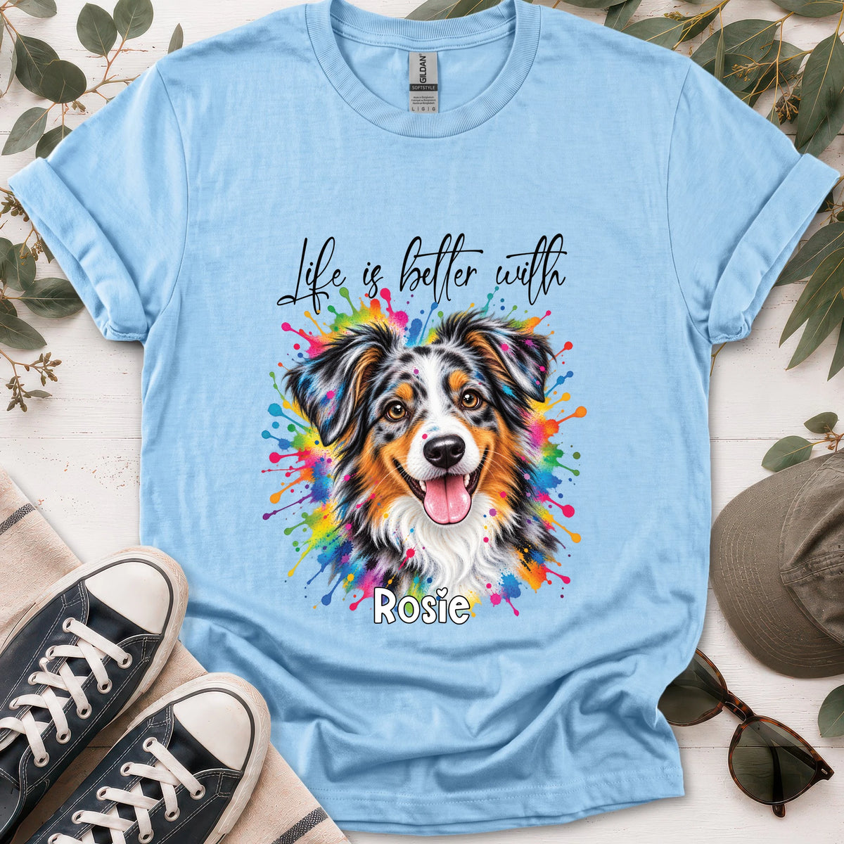 Australian Shepherd #1, Life is better with, unisex T shirt