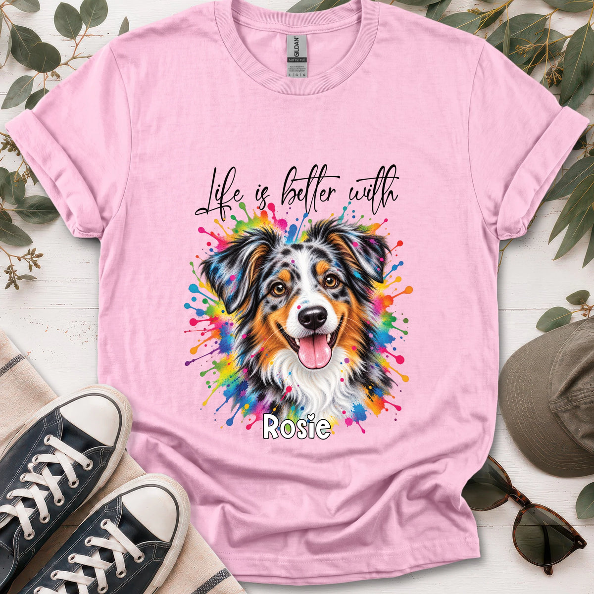 Australian Shepherd #1, Life is better with, unisex T shirt