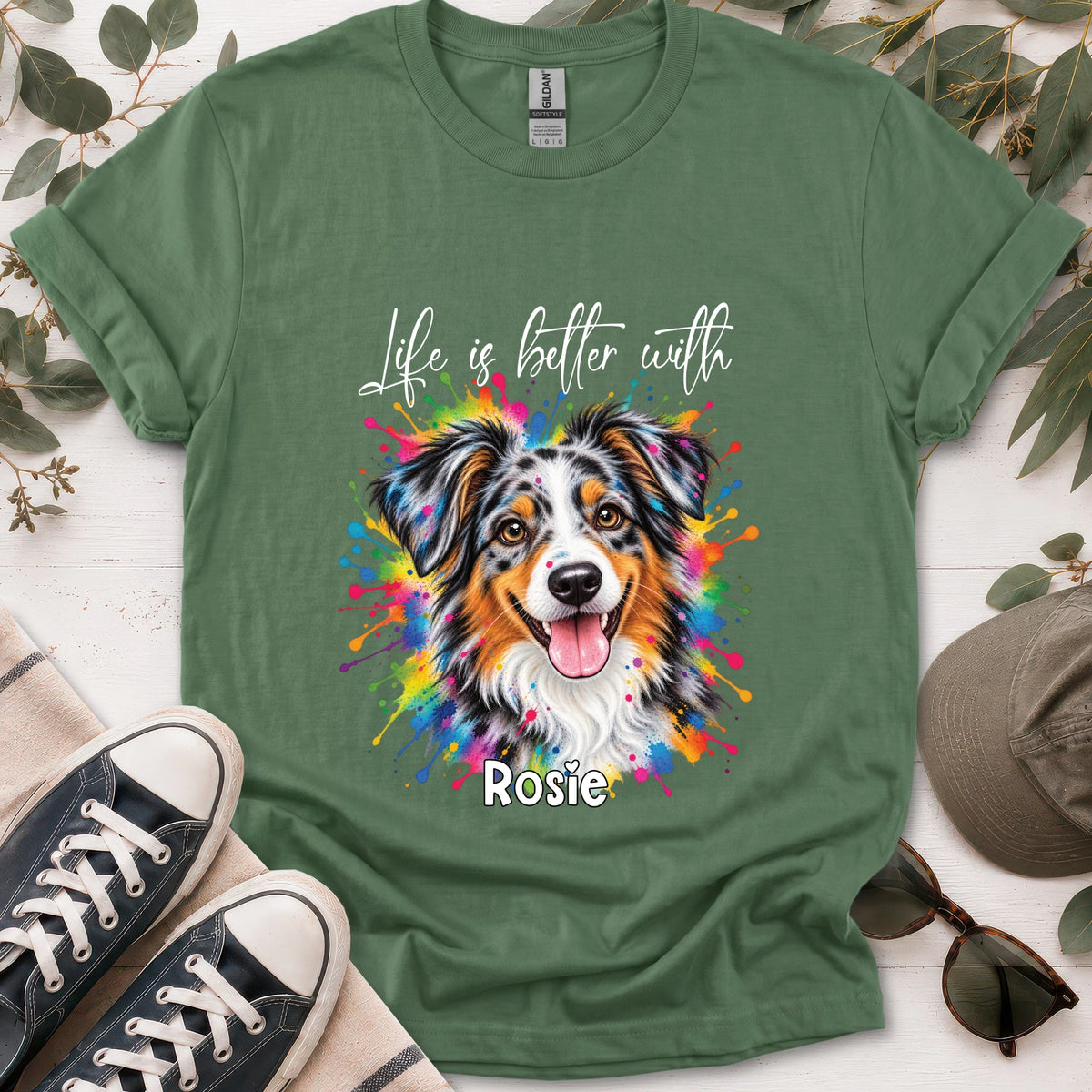 Australian Shepherd #1, Life is better with, unisex T shirt