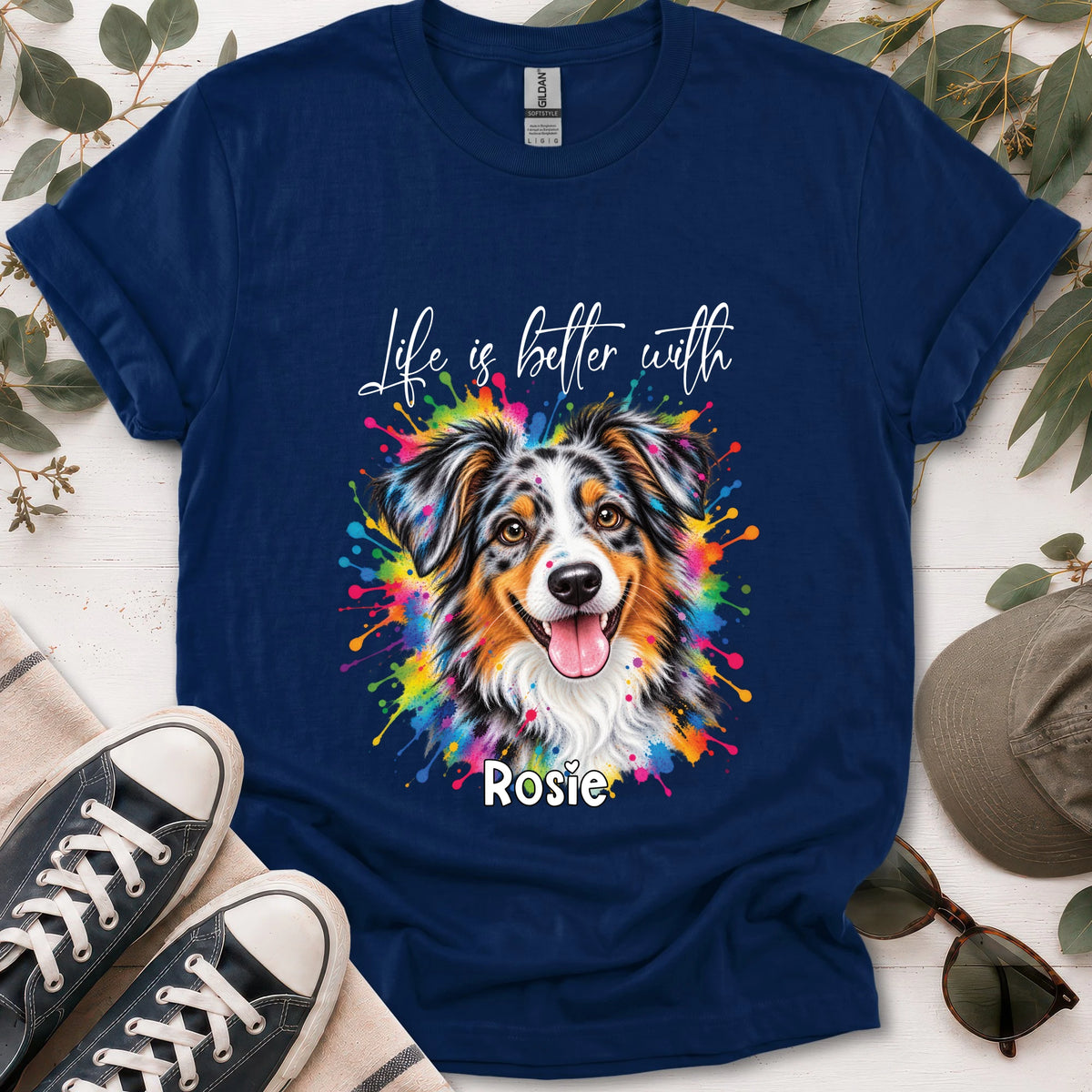 Australian Shepherd #1, Life is better with, unisex T shirt