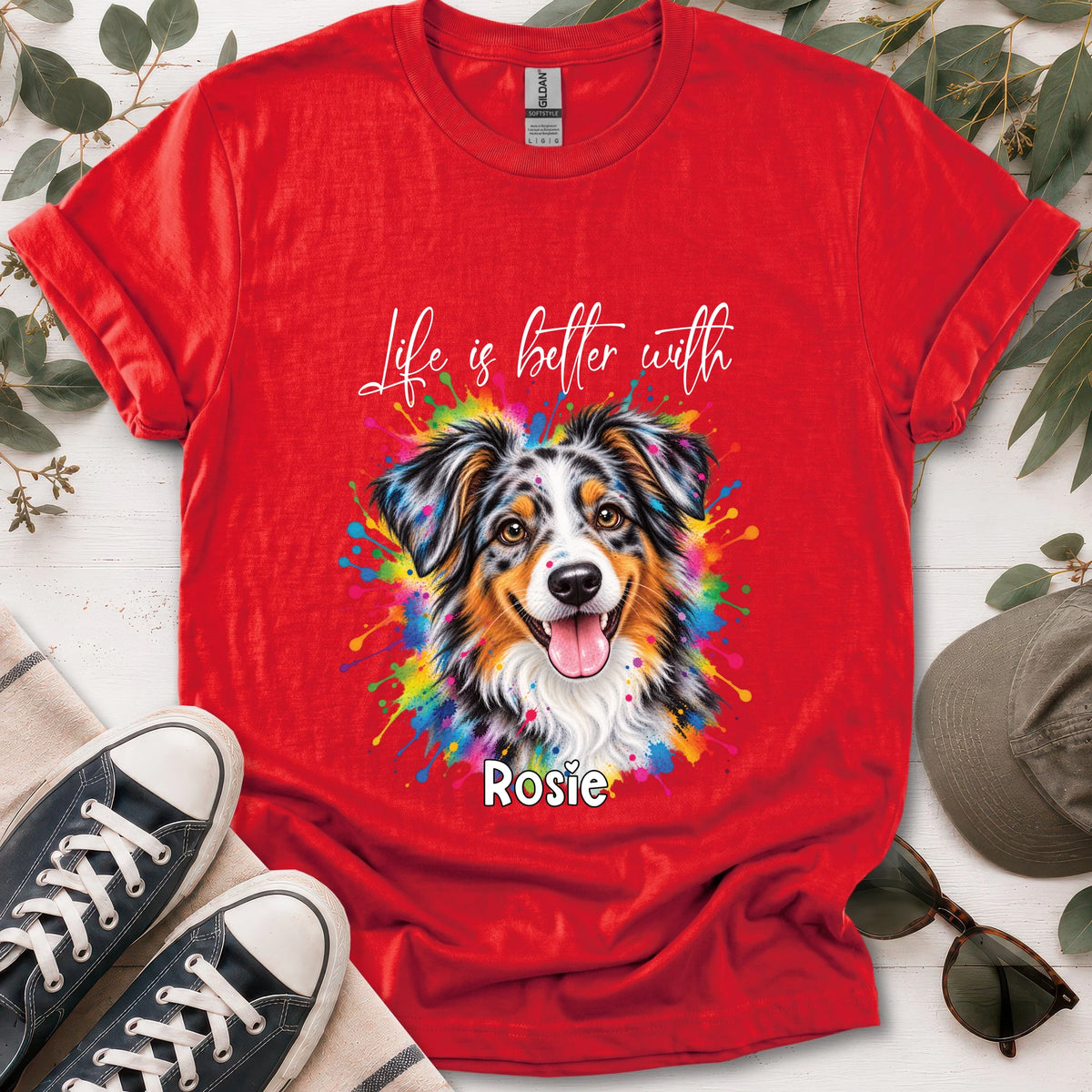 Australian Shepherd #1, Life is better with, unisex T shirt