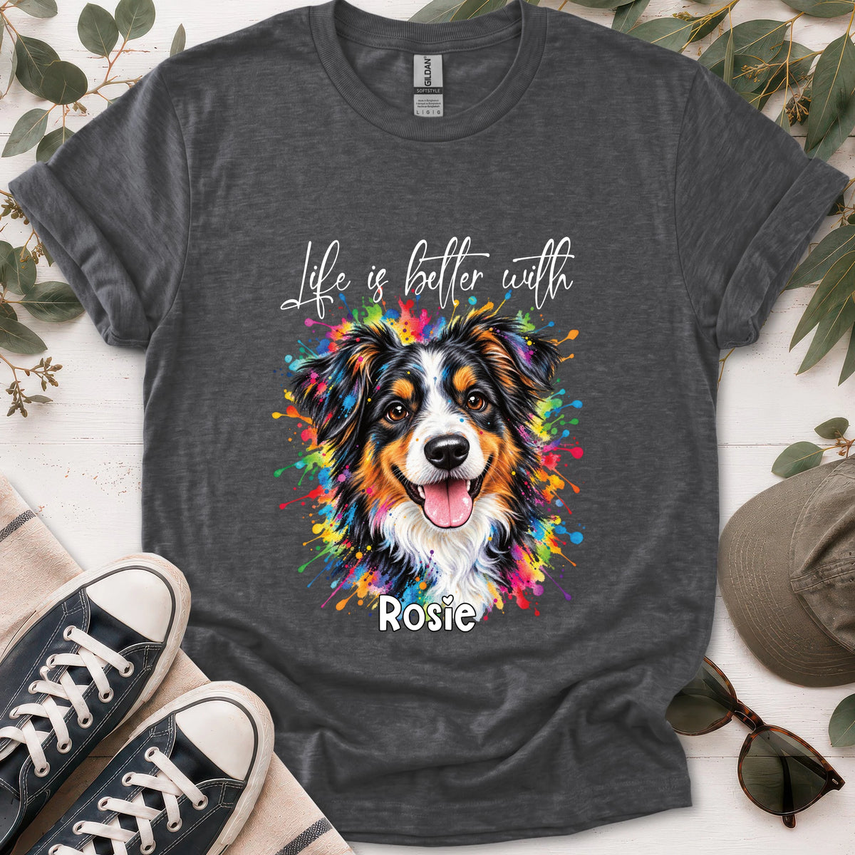Australian Shepherd #2, Life is better with, unisex T shirt