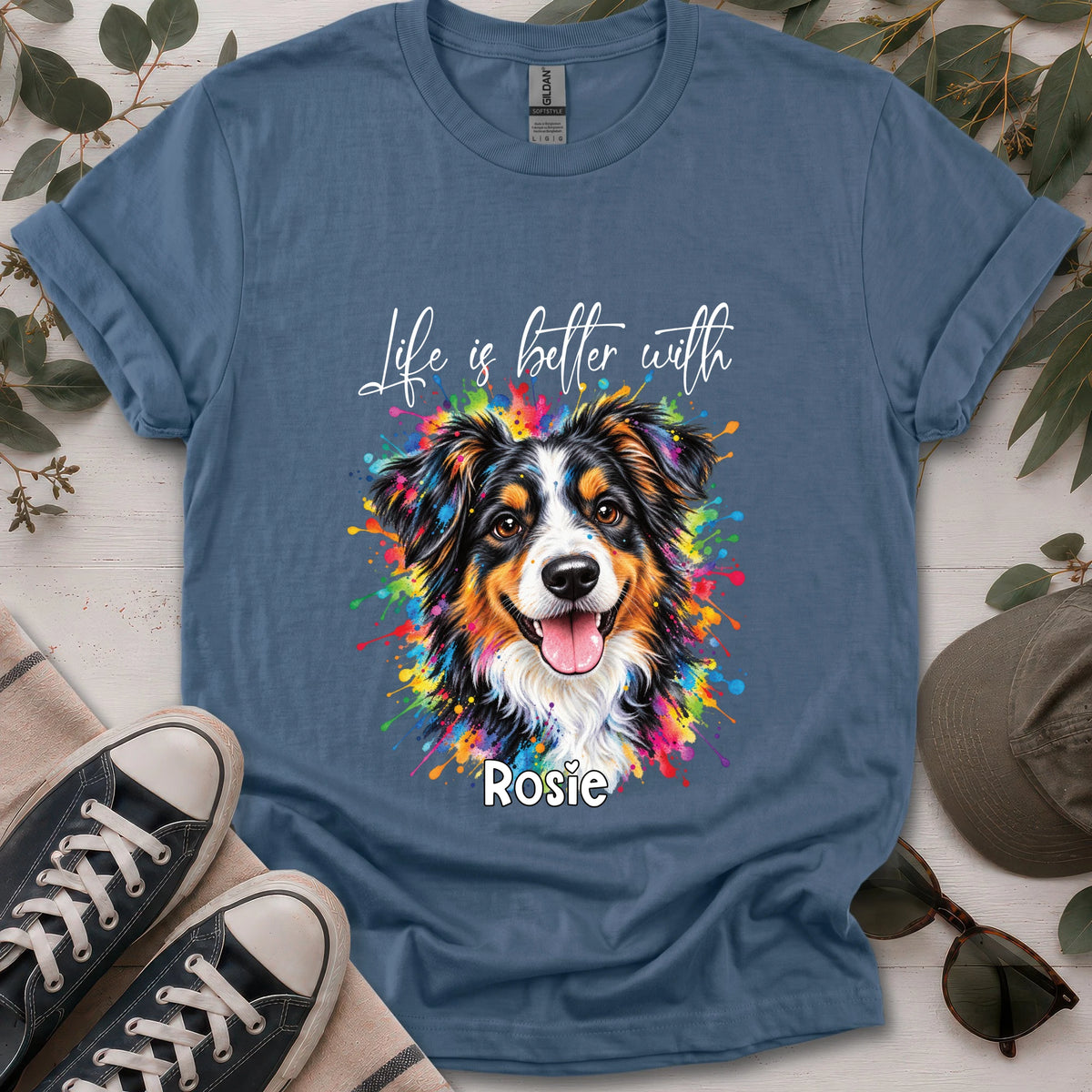 Australian Shepherd #2, Life is better with, unisex T shirt