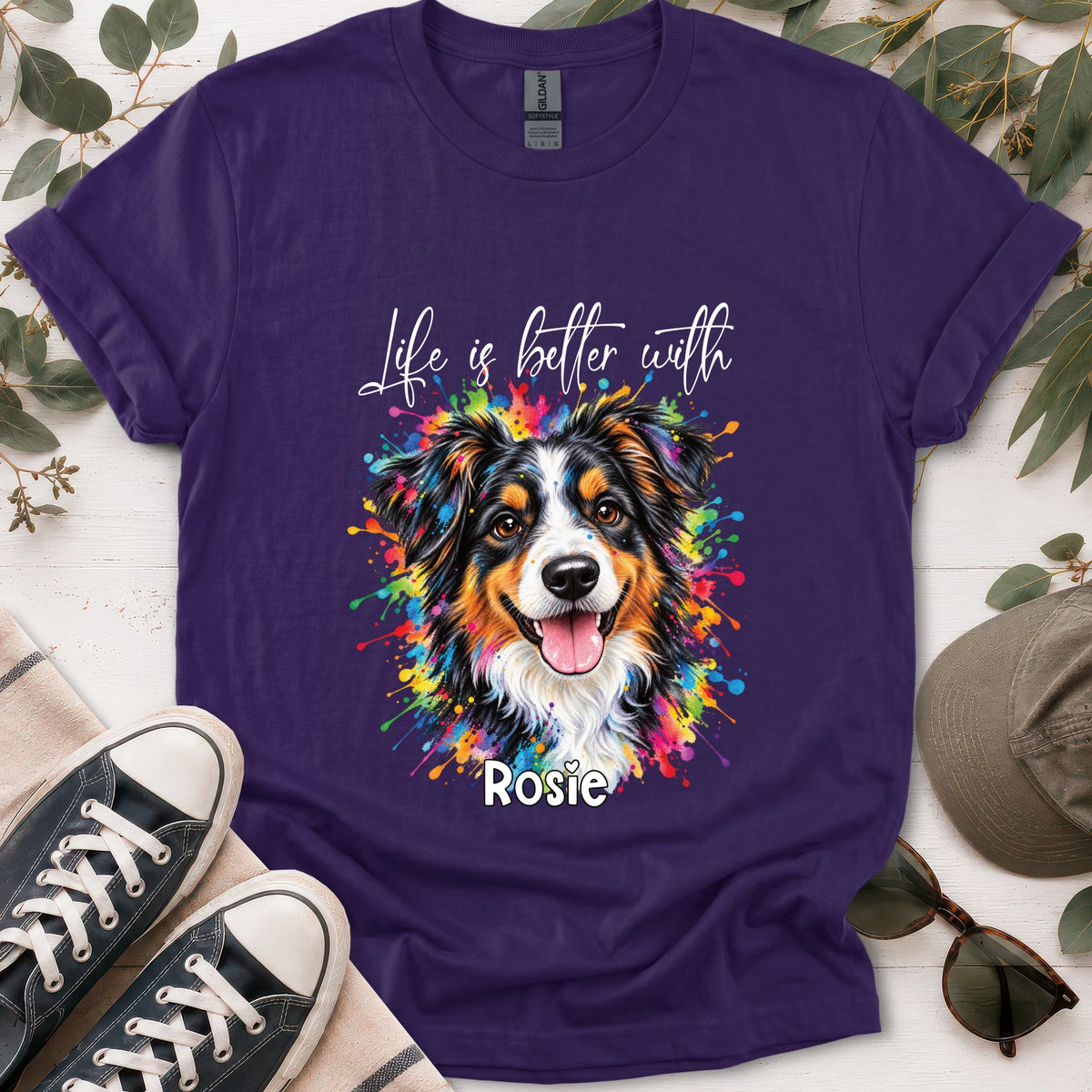 Australian Shepherd #2, Life is better with, unisex T shirt
