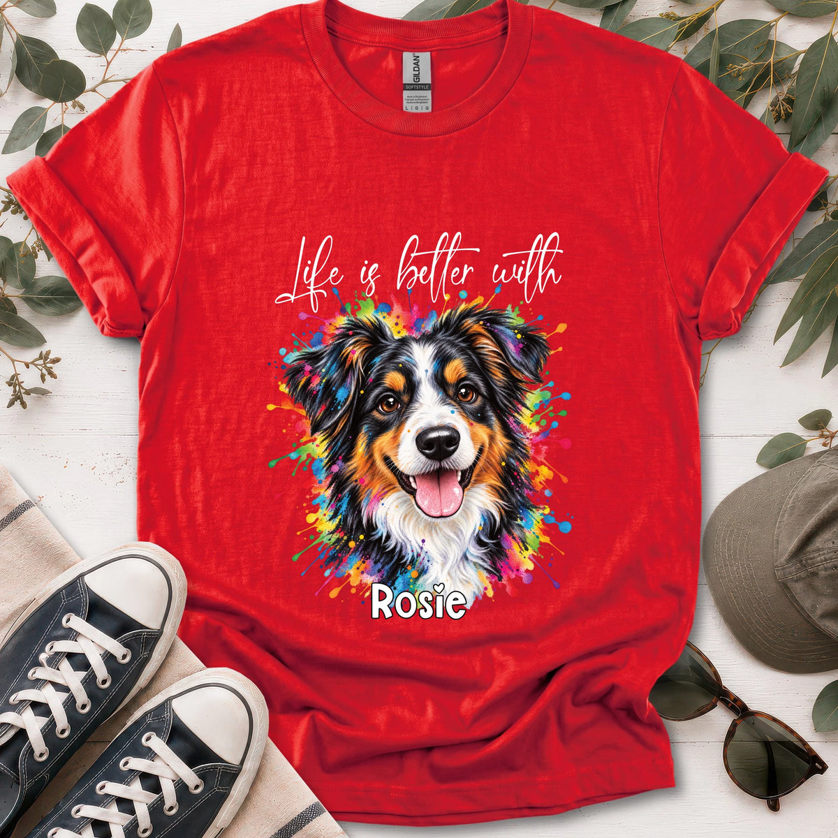 Australian Shepherd #2, Life is better with, unisex T shirt