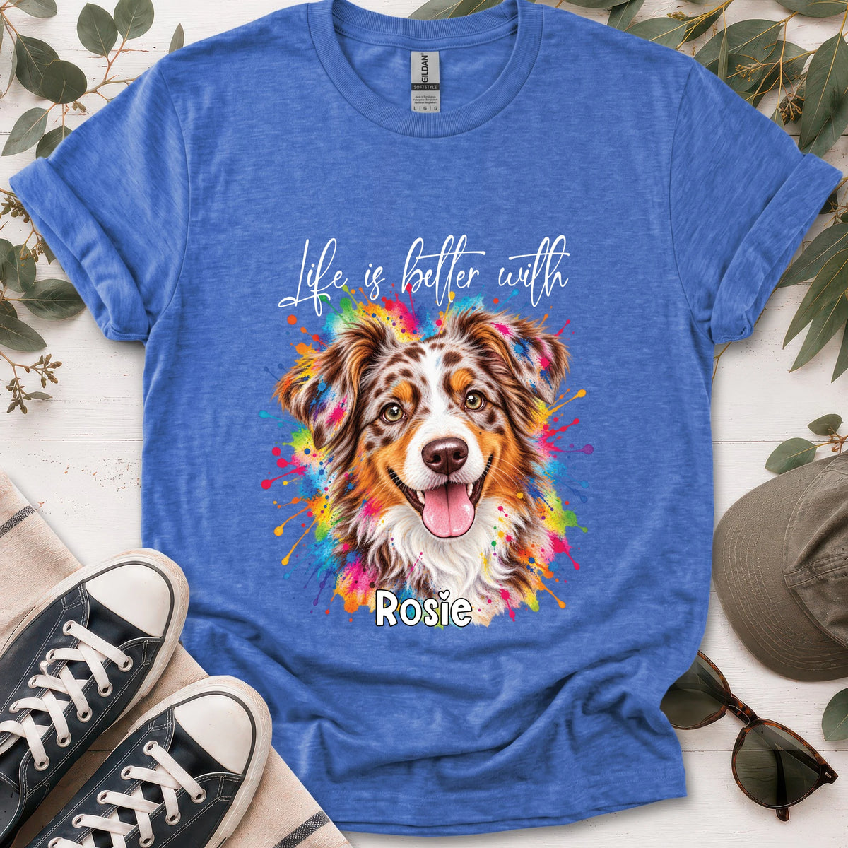 Australian Shepherd #3, Life is better with, unisex T shirt