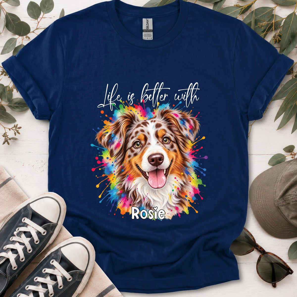 Australian Shepherd #3, Life is better with, unisex T shirt