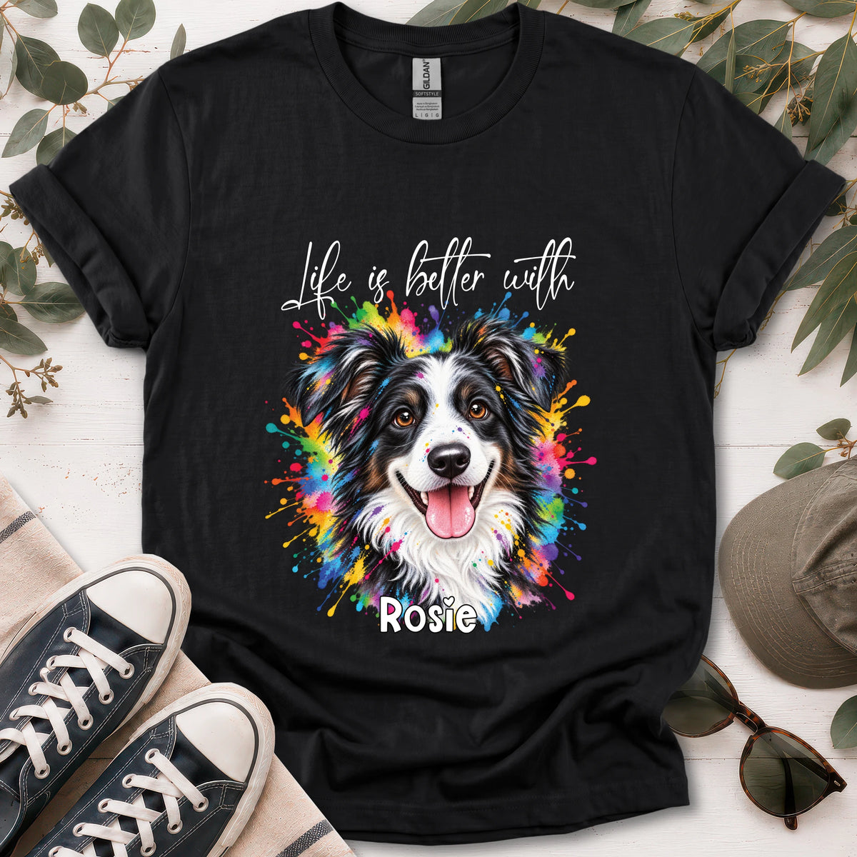 Australian Shepherd #4, Life is better with, unisex T shirt