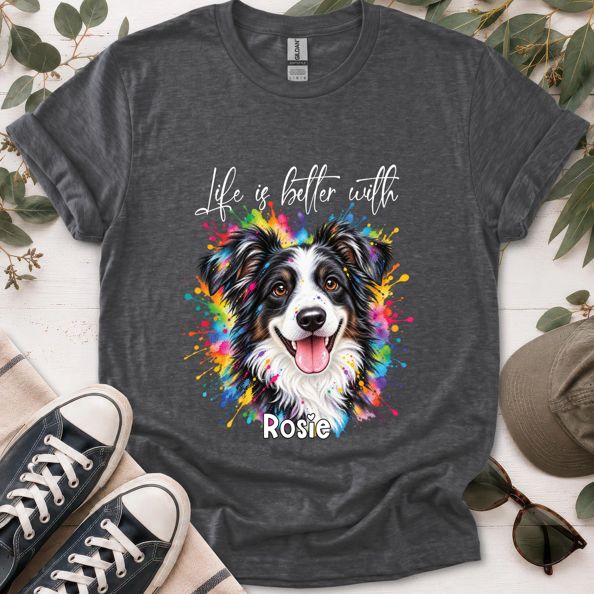 Australian Shepherd #4, Life is better with, unisex T shirt