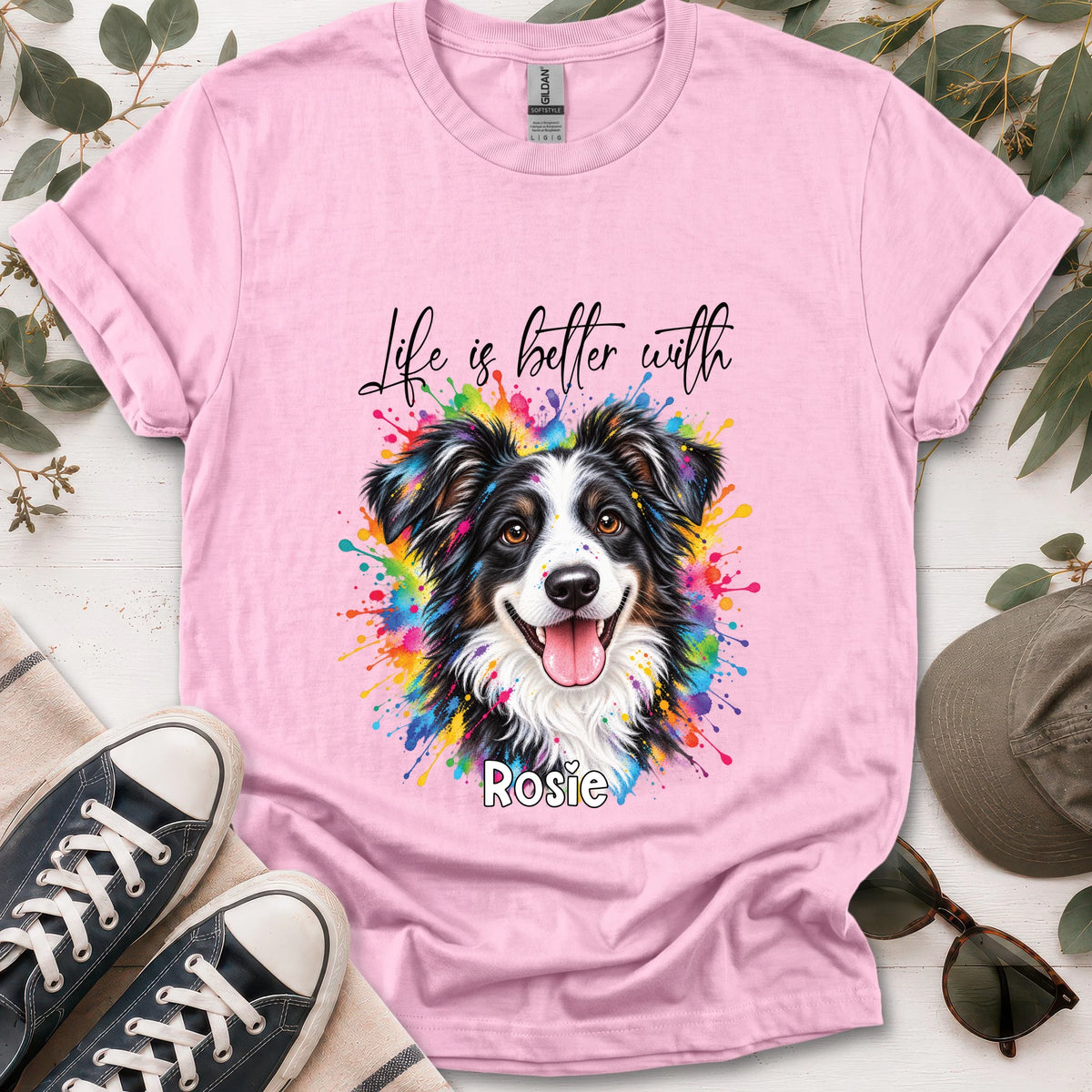 Australian Shepherd #4, Life is better with, unisex T shirt