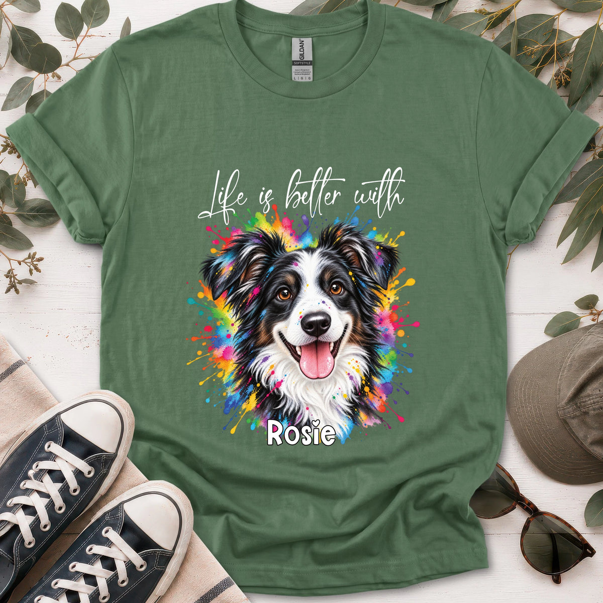 Australian Shepherd #4, Life is better with, unisex T shirt