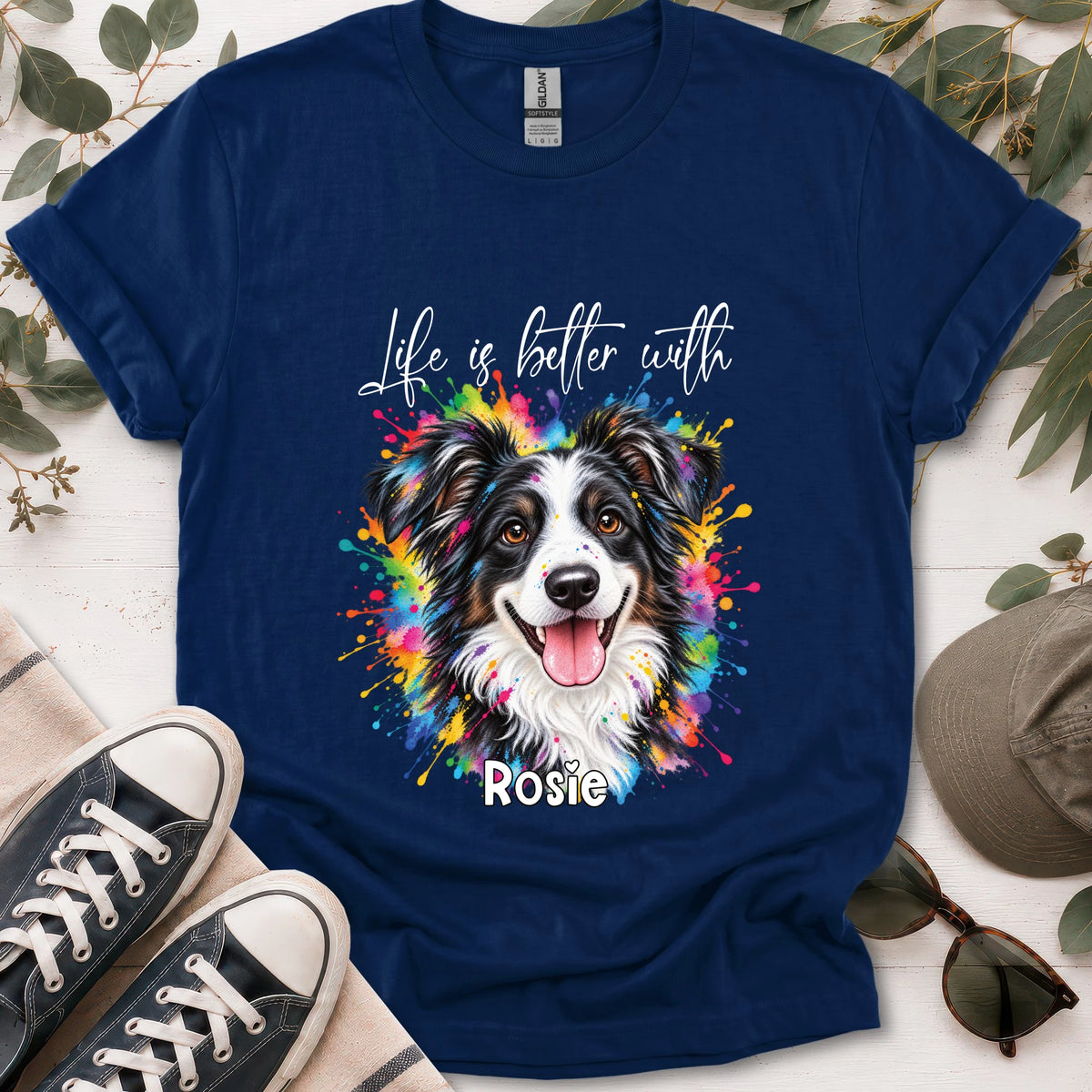 Australian Shepherd #4, Life is better with, unisex T shirt