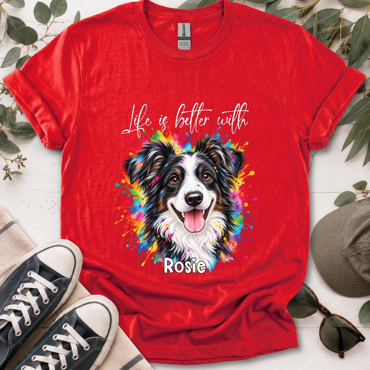 Australian Shepherd #4, Life is better with, unisex T shirt