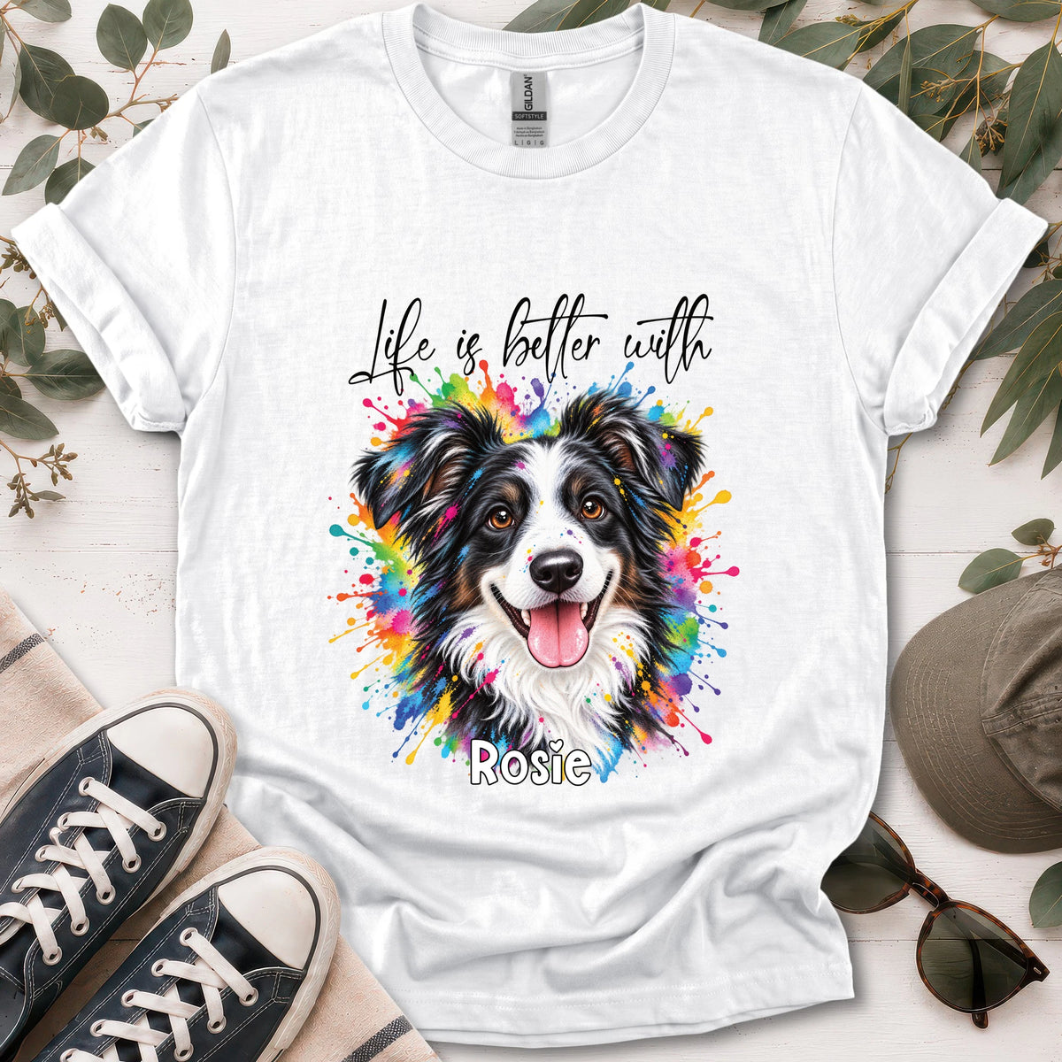 Australian Shepherd #4, Life is better with, unisex T shirt