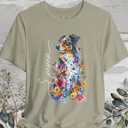 Australian Shepherd Floral Personalized T shirt