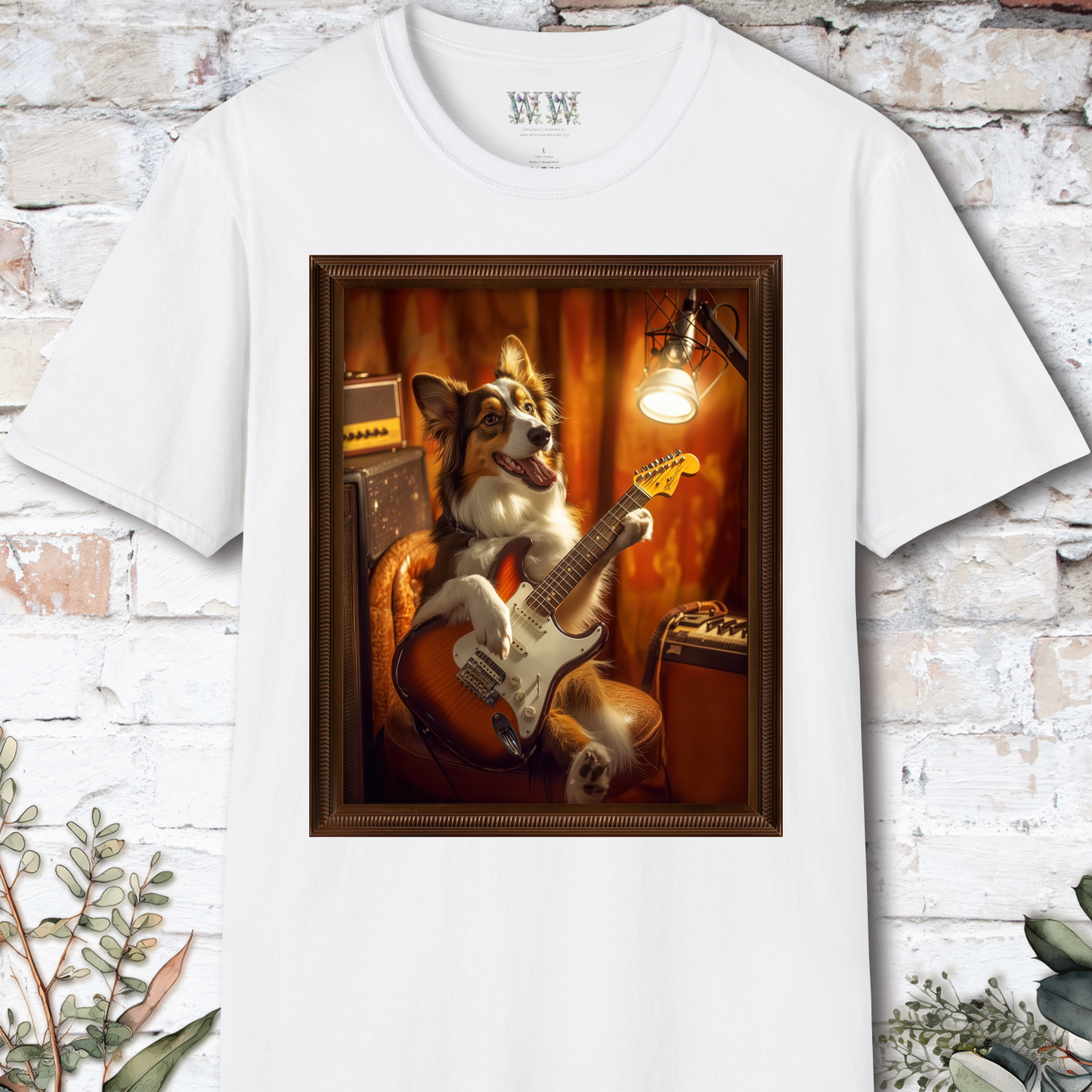 Australian Shepherd Guitar unisex T shirt