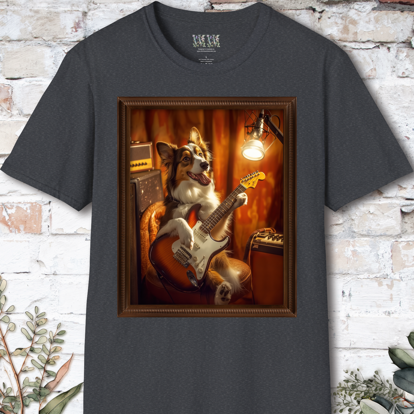 Australian Shepherd Guitar unisex T shirt