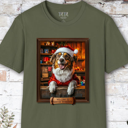 Australian Shepherd Santa's Workshop Unisex T shirt