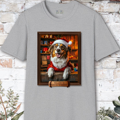Australian Shepherd Santa's Workshop Unisex T shirt