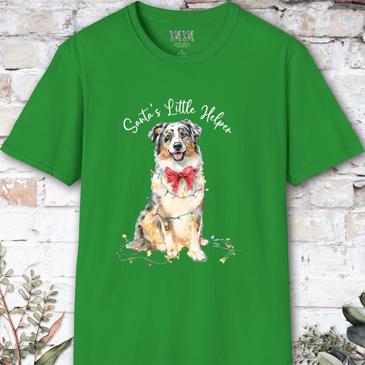 Australian Shepherd #1 Santa's little helper. unisex T shirt