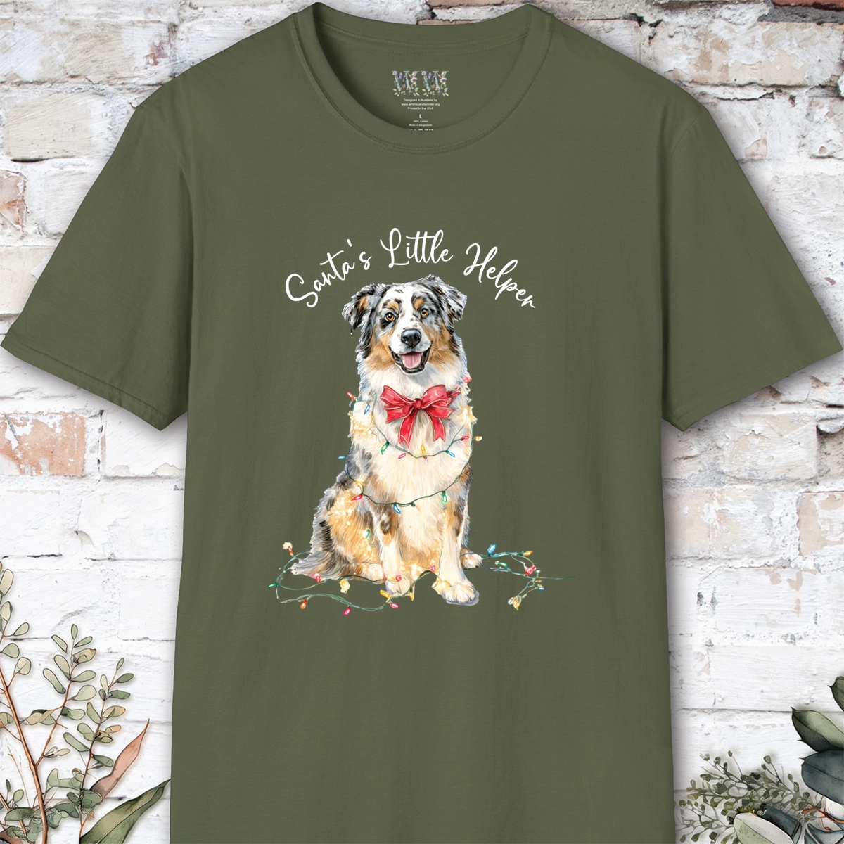 Australian Shepherd #1 Santa's little helper. unisex T shirt