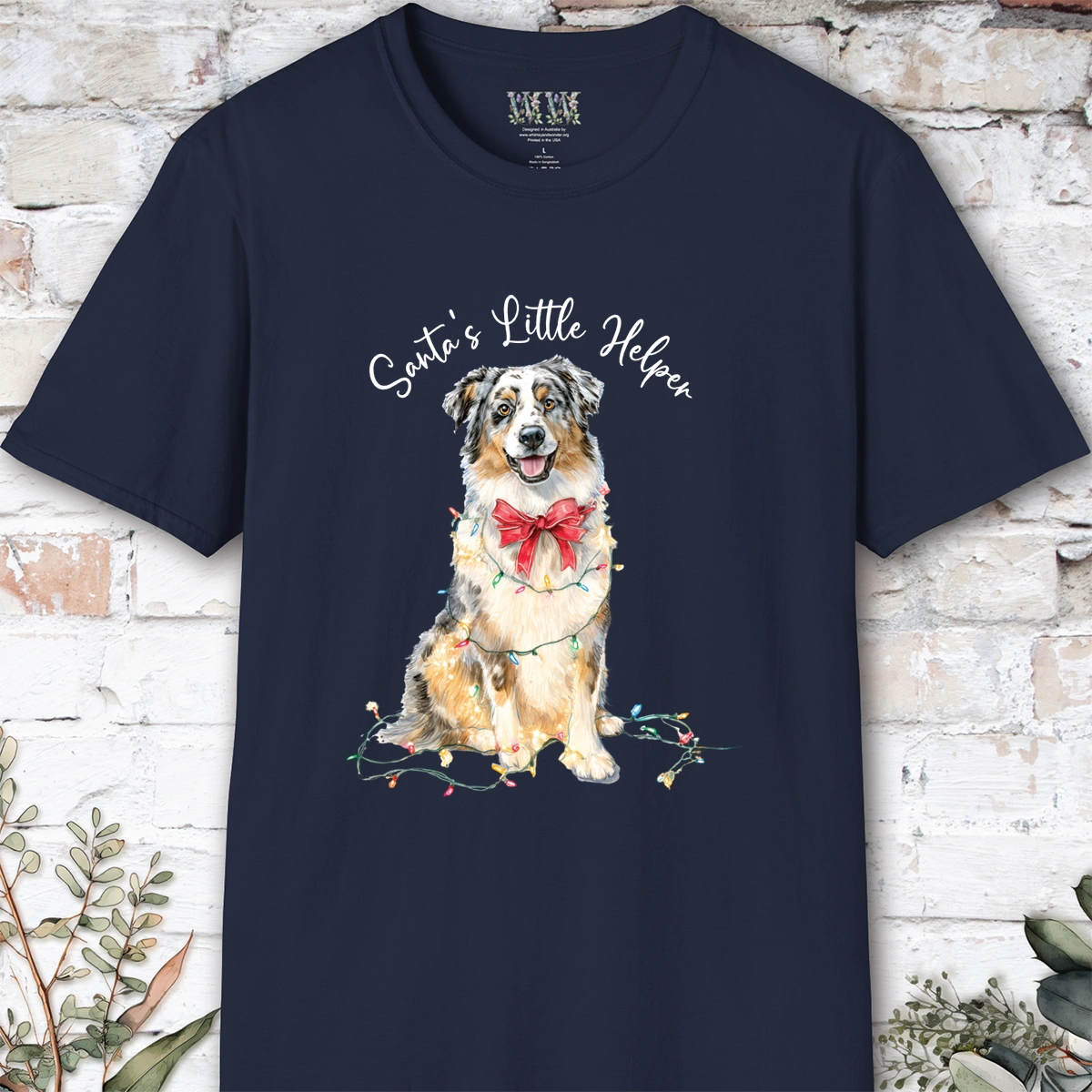 Australian Shepherd #1 Santa's little helper. unisex T shirt