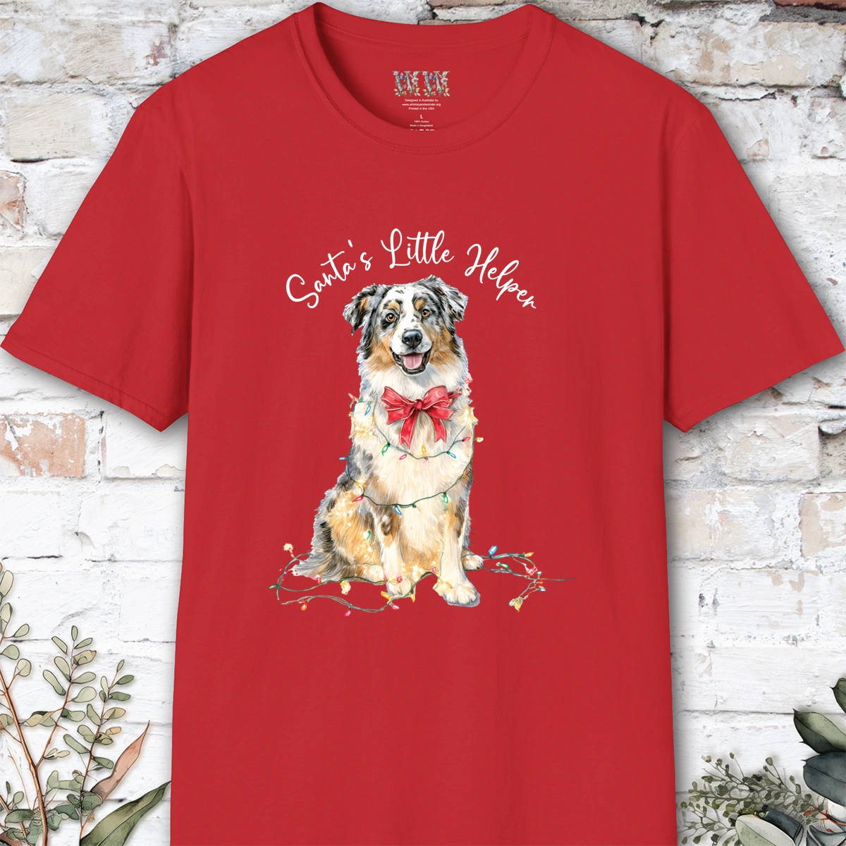 Australian Shepherd #1 Santa's little helper. unisex T shirt