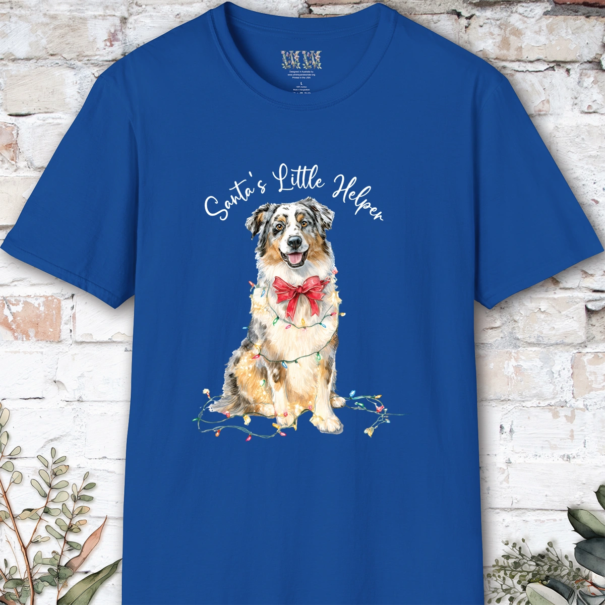 Australian Shepherd #1 Santa's little helper. unisex T shirt