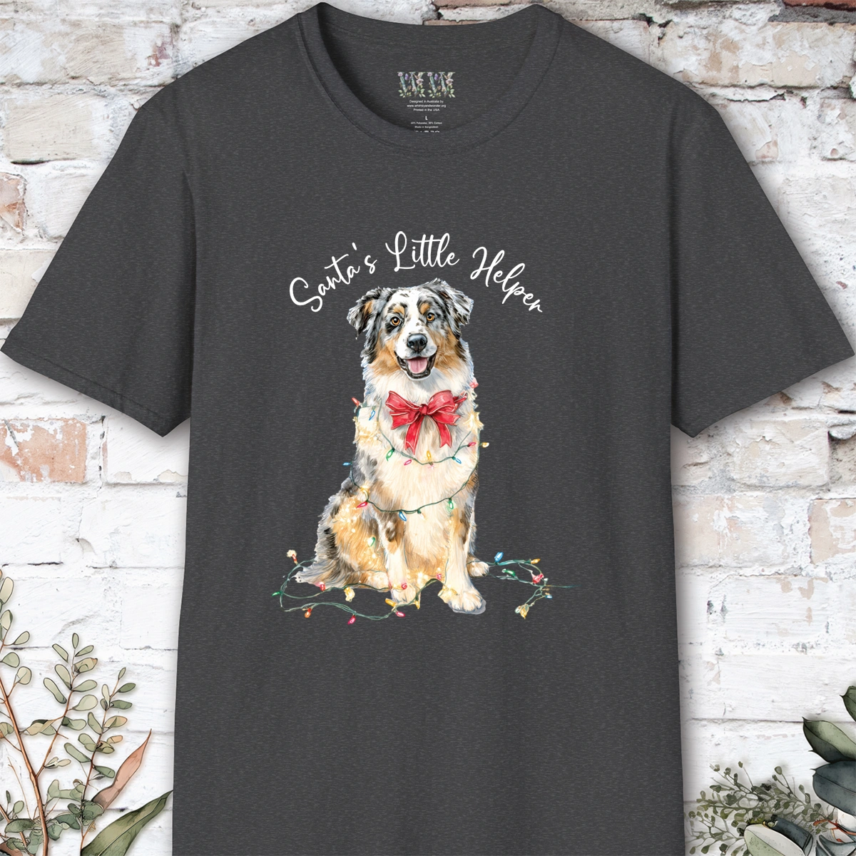 Australian Shepherd #1 Santa's little helper. unisex T shirt