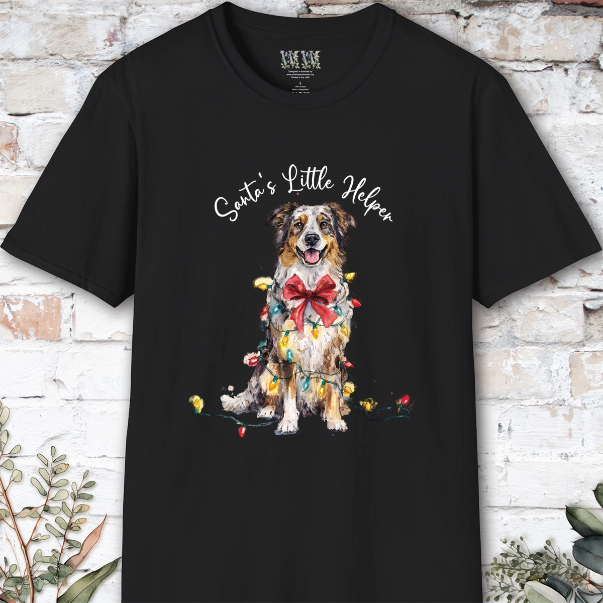 Australian Shepherd #2 Santa's little helper. unisex T shirt