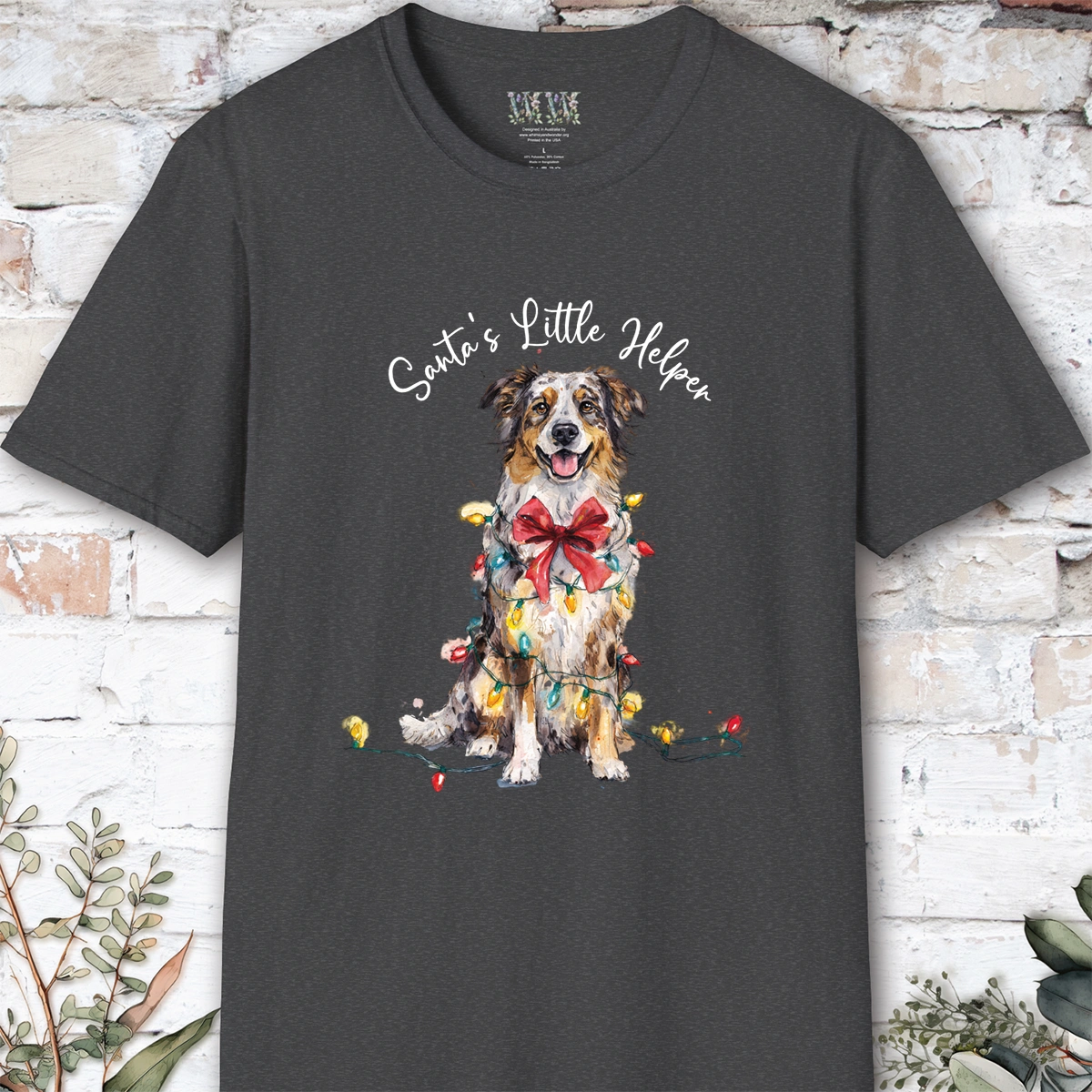 Australian Shepherd #2 Santa's little helper. unisex T shirt