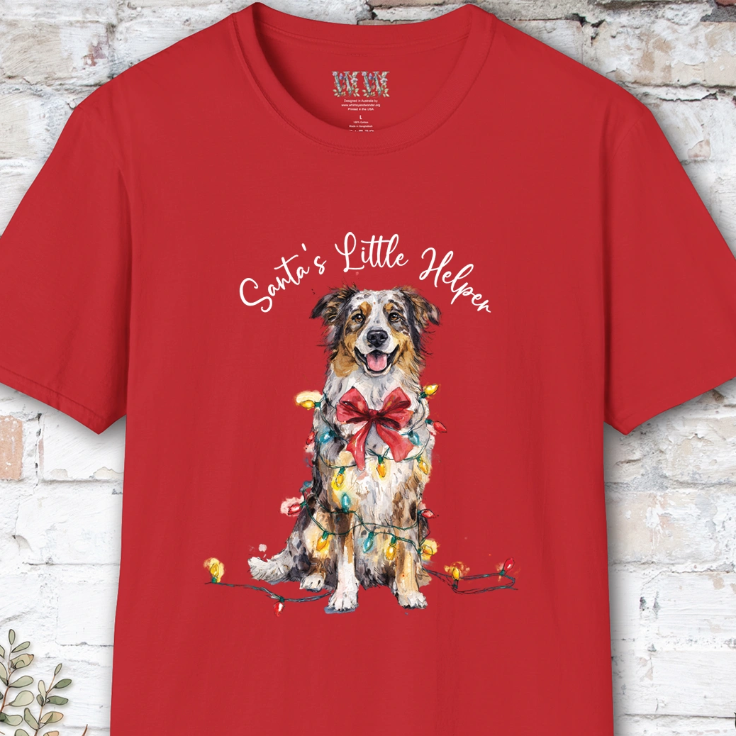 Australian Shepherd #2 Santa's little helper. unisex T shirt
