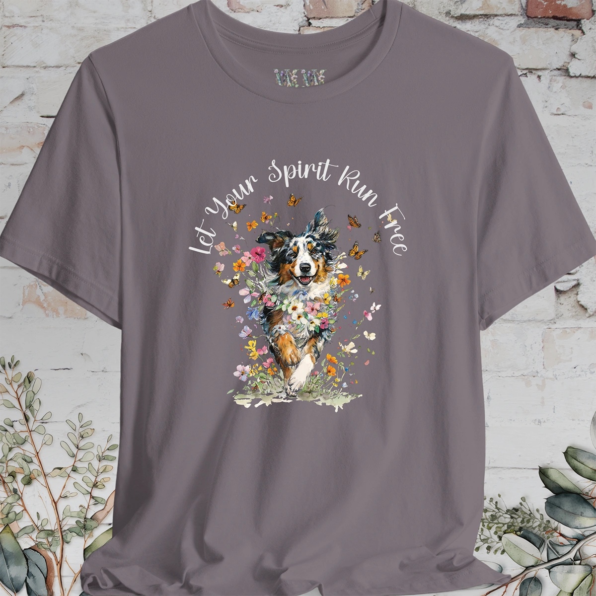 Australian Shepherd 'Let your spirit run free' T shirt