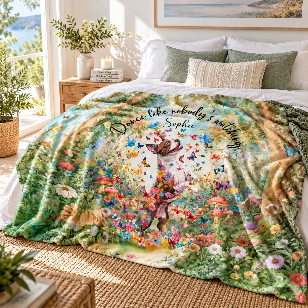 Boston Terrier #1 Dancing, Personalised Mystical Forest Blanket