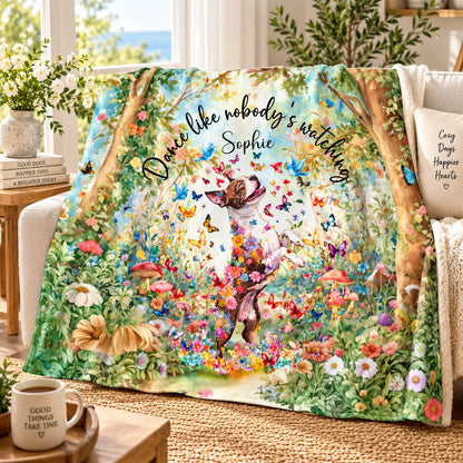 Boston Terrier #1 Dancing, Personalised Mystical Forest Blanket