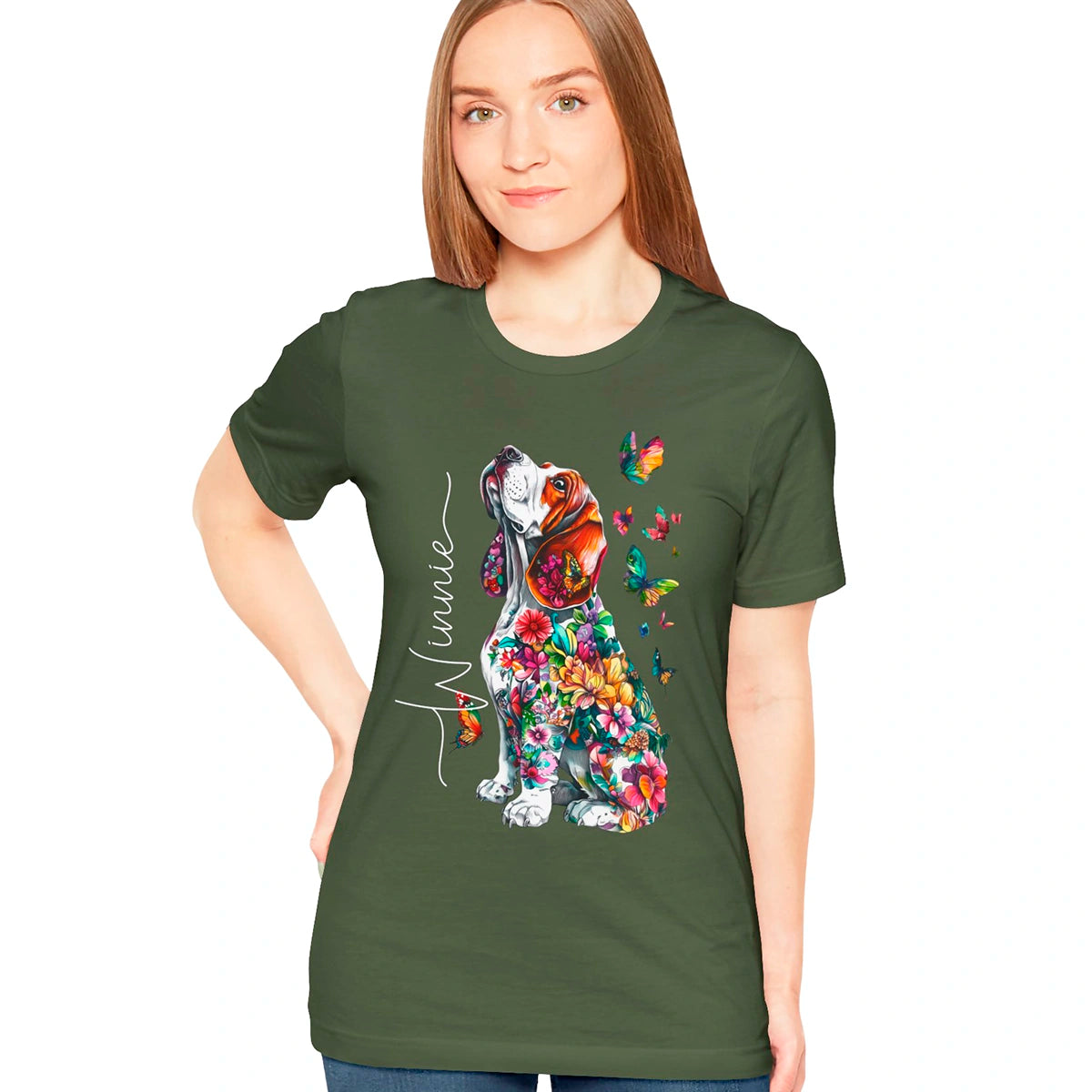 Basset Hound Floral Personalized T shirt