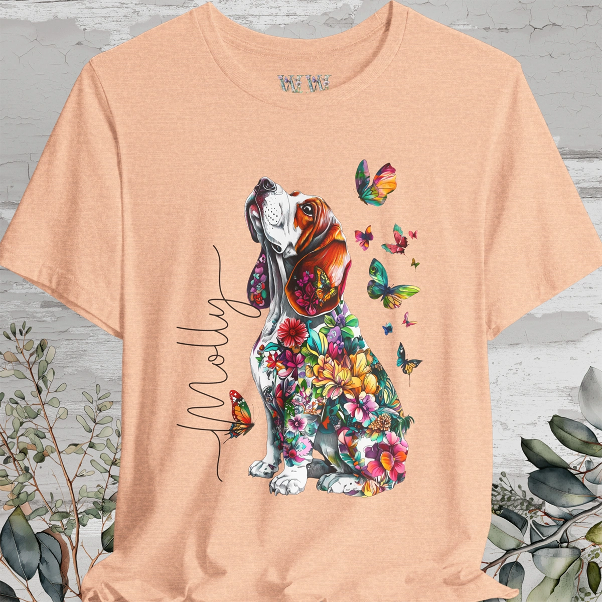 Basset Hound Floral Personalized T shirt